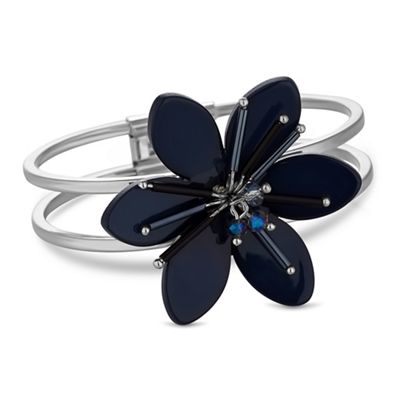 Designer blue crystal flower bangle